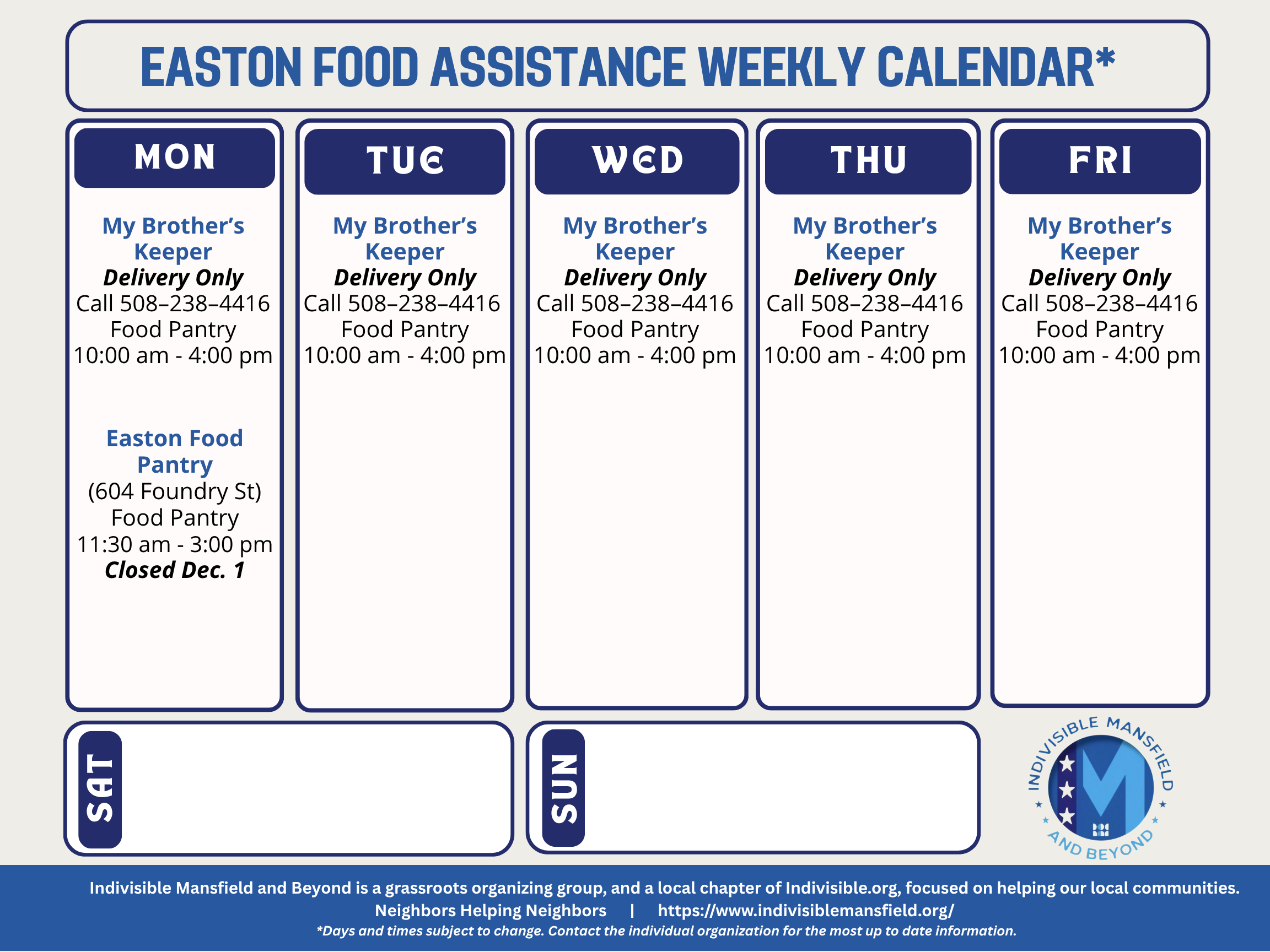 Easton Calendar
