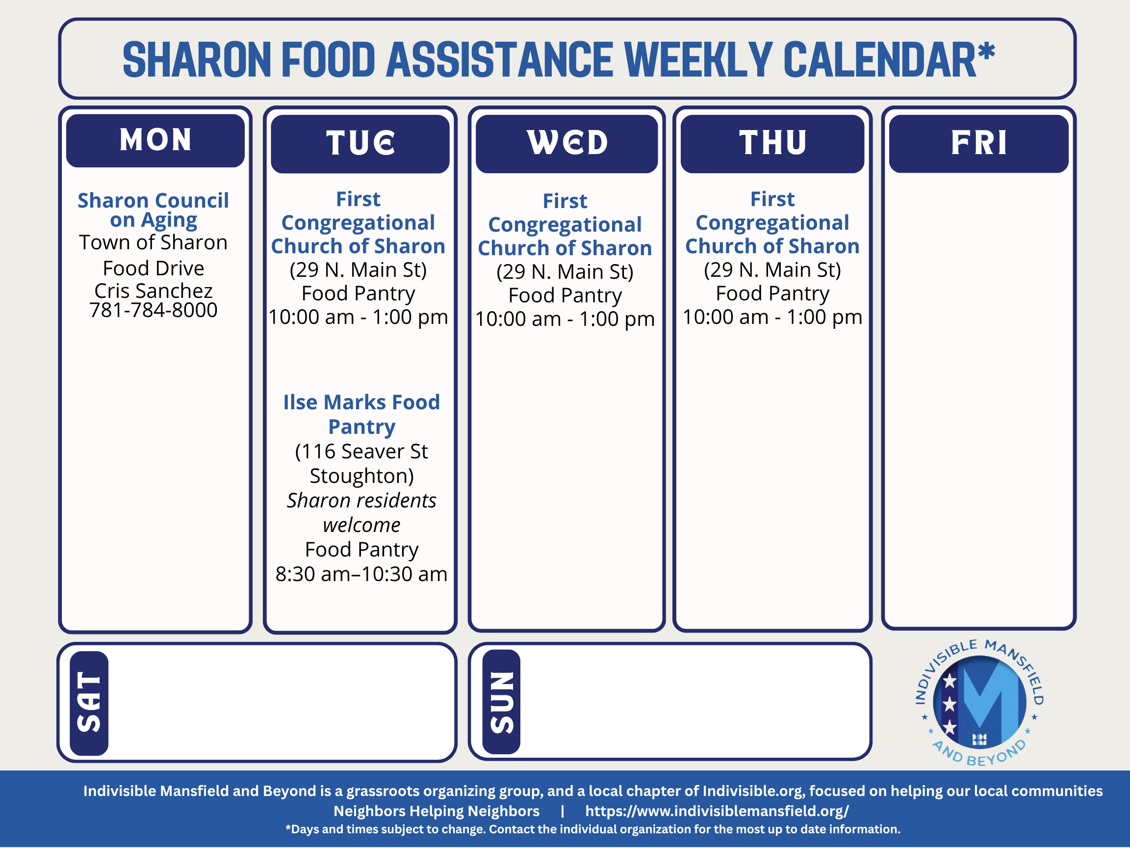 Sharon Calendar