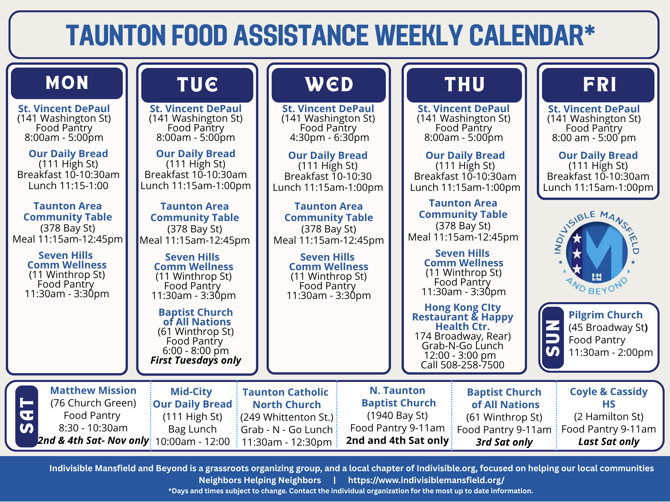Taunton Calendar